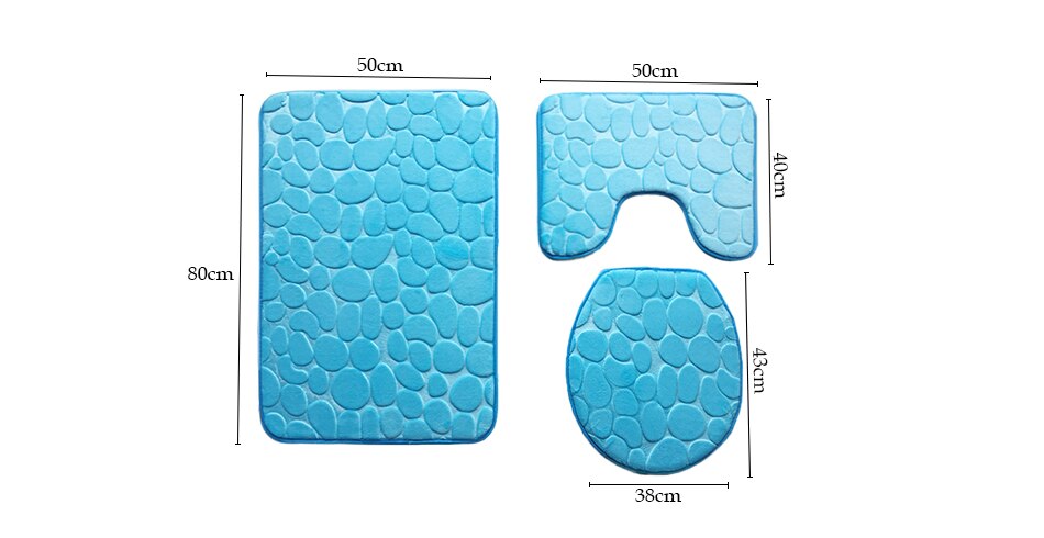 Zeegle Embossed Toilet Bath Mats Set Memory Foam Bath Mat Carpets Absorbent Non-Slip Floor Rugs Toilet Rugs Lid Cover