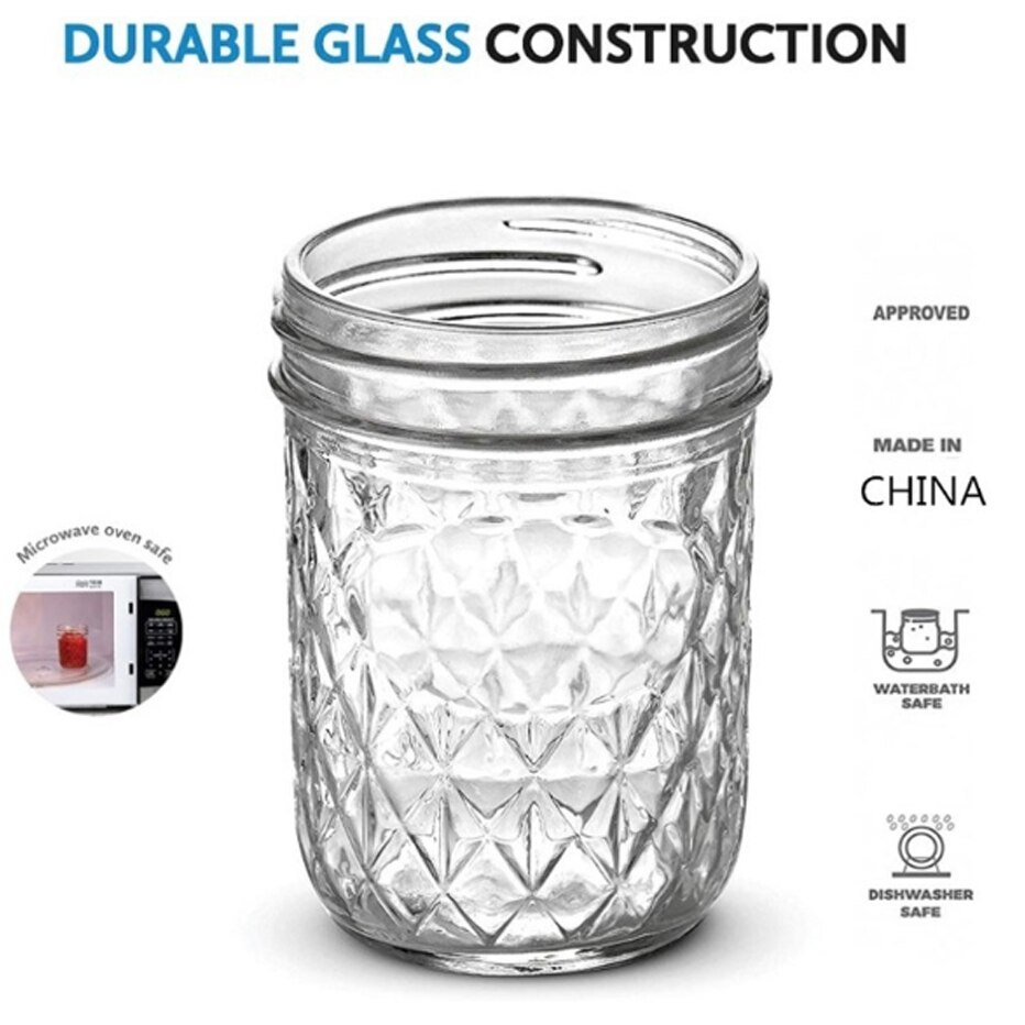 Kitchen Mason Jars with Airtight Glass Sugar Container Canning Preserving Meal Prep Jam Jelly Kitchen Storage Containers