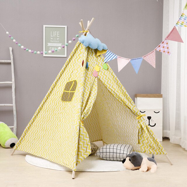 La Tenda del capretto Casa Portatile di Grandi Dimensioni Tenda Bambino Tepee Bambino Teepee Tela di Cotone Wigwam 10 Tipi di Casa Giochi Per Bambini Tenda Tappeto HA CONDOTTO Le Luci: E