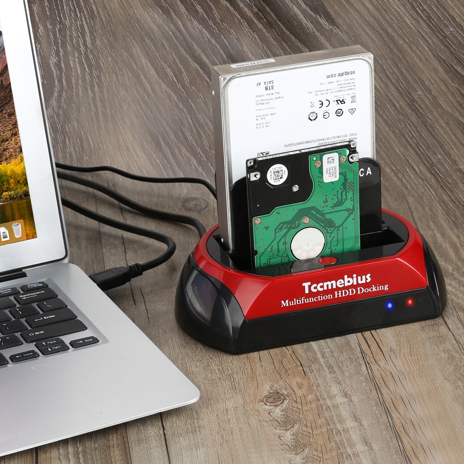 Tccmebius Hard Drive Docking Station,USB 3.0 to 2.5 3.5 Inch SATA IDE Dual Slot External HDD Enclosure,for 2.5" 3.5" IDE SATA