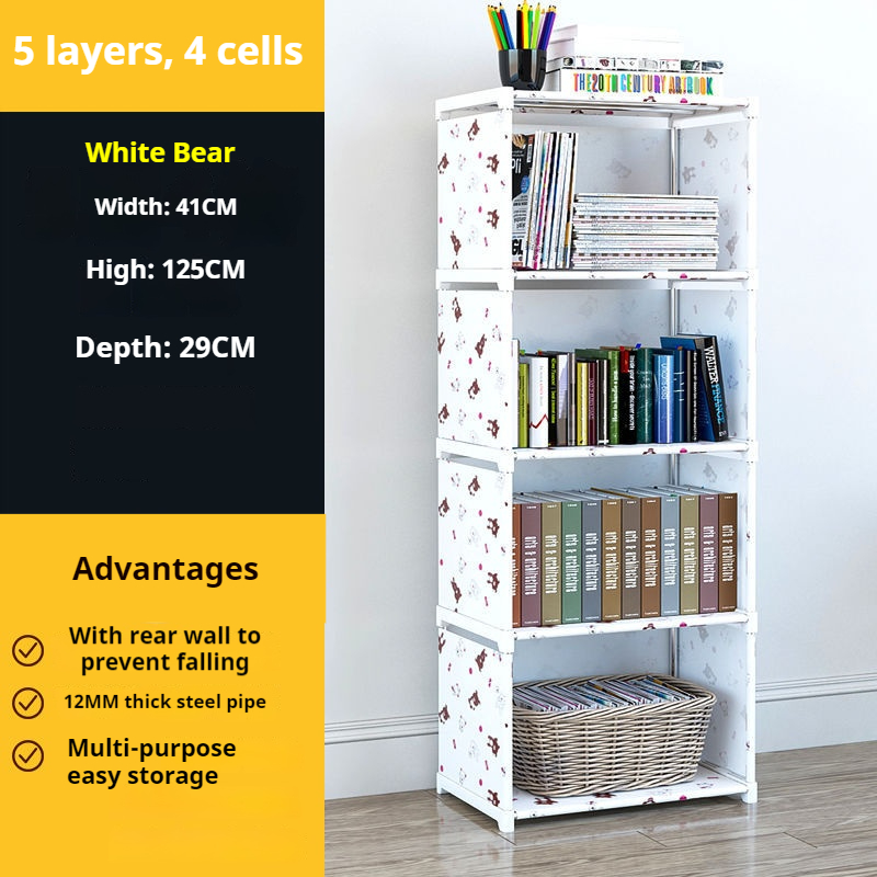 Multi-layer Simple Assembled Bookshelf Easy To Assemble Closet Storage Cabinet Portable Children's Sundries Shelf Save Space: Olive Brown