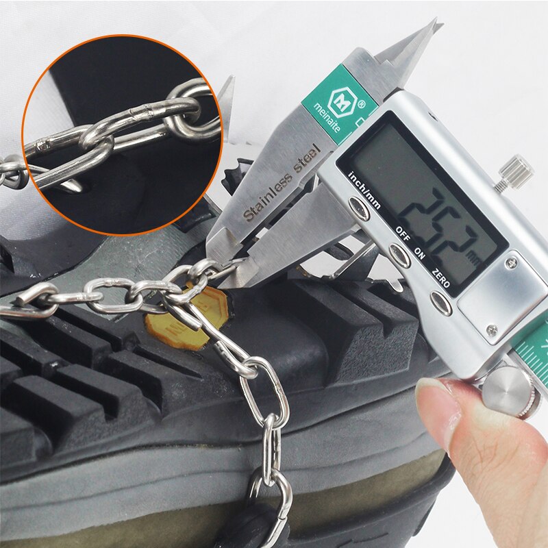 YUEDGE Stainless Steel 18 Teeth Universal Anti Slip Ice Snow Shoe Boot Grips Traction Cleats Crampon Spikes Crampons ramponi
