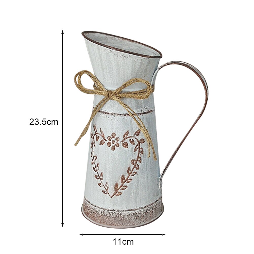 Jarrones de flores de Metal para jardín, Cubo de flores artificiales para el hogar, soporte de barril, y desgastado, jarra Vintage para artesanías: D