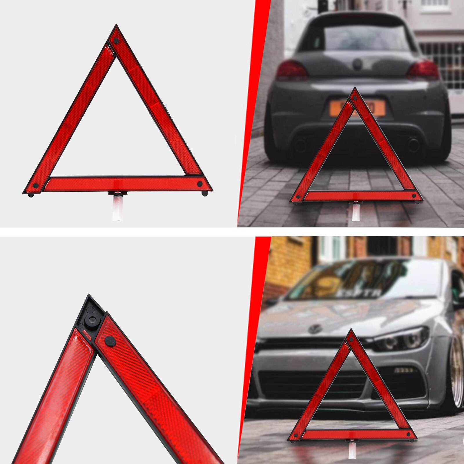 Reflector de señal de parada plegable para coche, triangular de advertencia de averías de emergencia, reflectante rojo, trípode de seguridad para coche