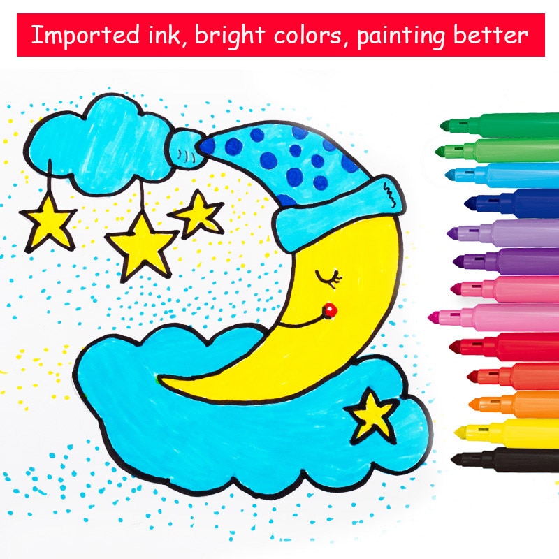 Maped Stationery set watercolor pen washable non-toxic children's painting brush 12/18/24/36 color pen