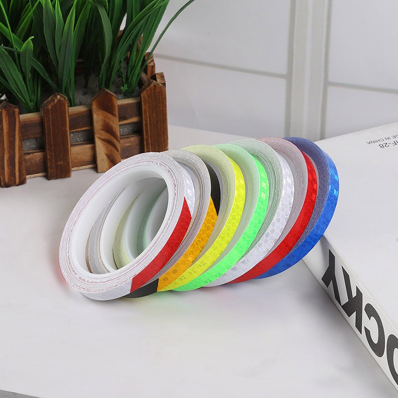 Sykkel reflekterende klistremerker sykling fluorescerende reflekterende tape mtb sykkel teip sikkerhetsdekor klistremerke tilbehør 1 cmx 8m