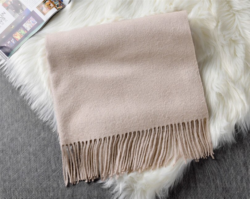 [Bysifa] Winter Vlakte Kasjmier Sjaals Herfst Thicken Warm Tassel Lange Sjaals Wraps Groen Zwart Kameel grijs Rood: beige