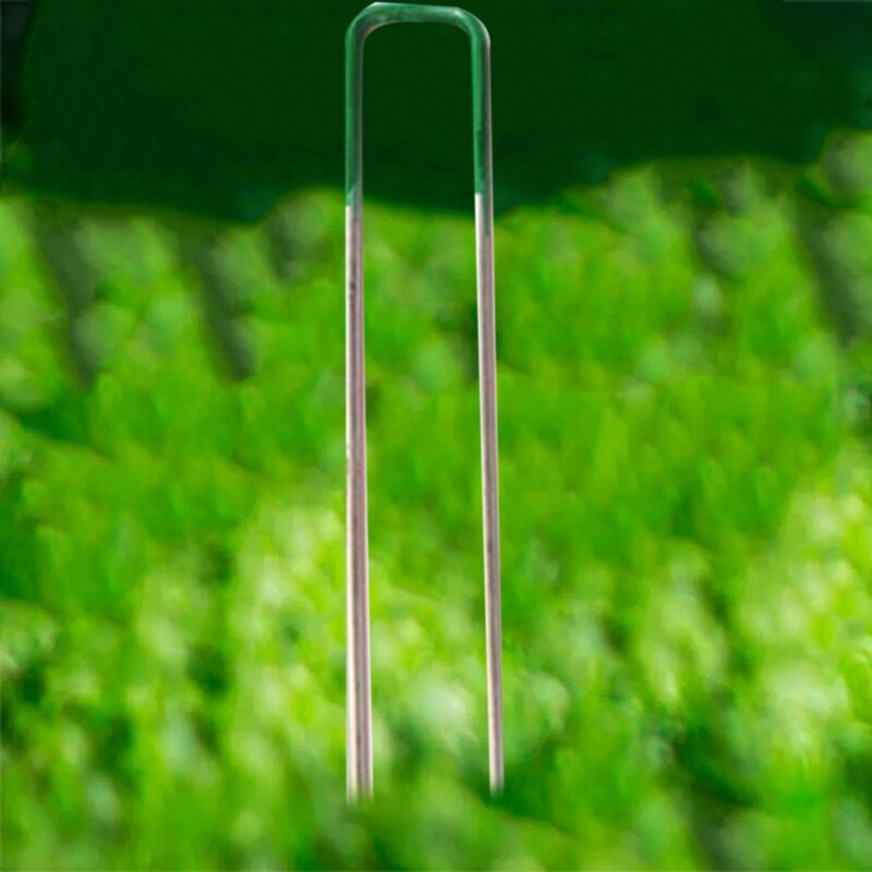 50PC Heavy Duty U-Shaped Garden Stakes Ground Grass Lawn Turf Galvanised Pegs Staples Fastening Nails Securing Pegs
