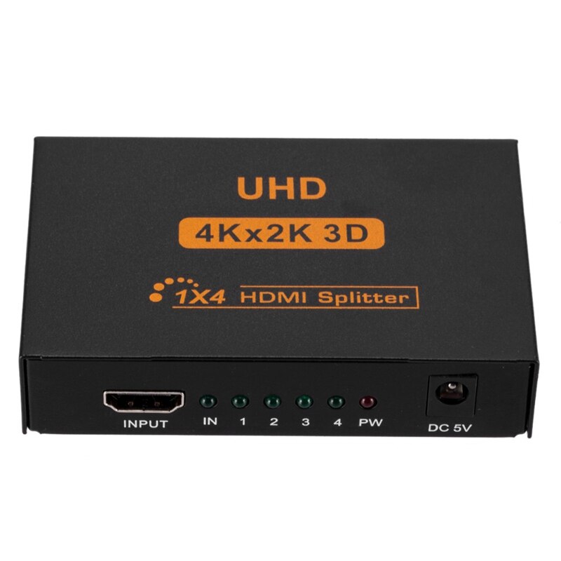 Ultra HD 4K 4 Port HDMI Splitter 1X4 Repeater Amplifier 1080P 3D Hub 1 in 4 Out EU Plug