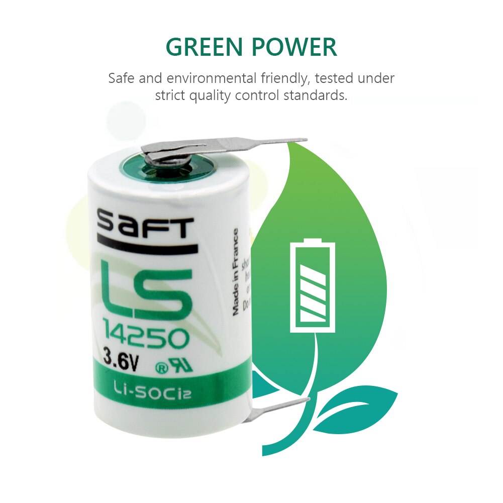 4Pcs LS 14250 LS14250 1/2 AA 1/2AA 3.6V 1200mAh PLC Lithium Battery R6 ER14250 Batteries For Water Meter With Pins
