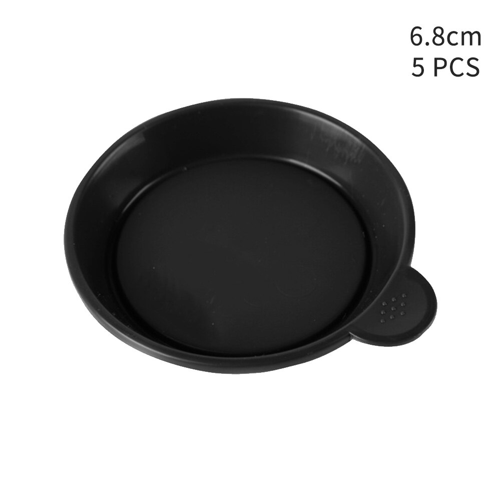 5pcs Solid Indoor Outdoor Round Flower Pot Home Garden Balcony With Handle Waterproof Durable Container Drip Tray Plant Saucer: Black 8.2cm
