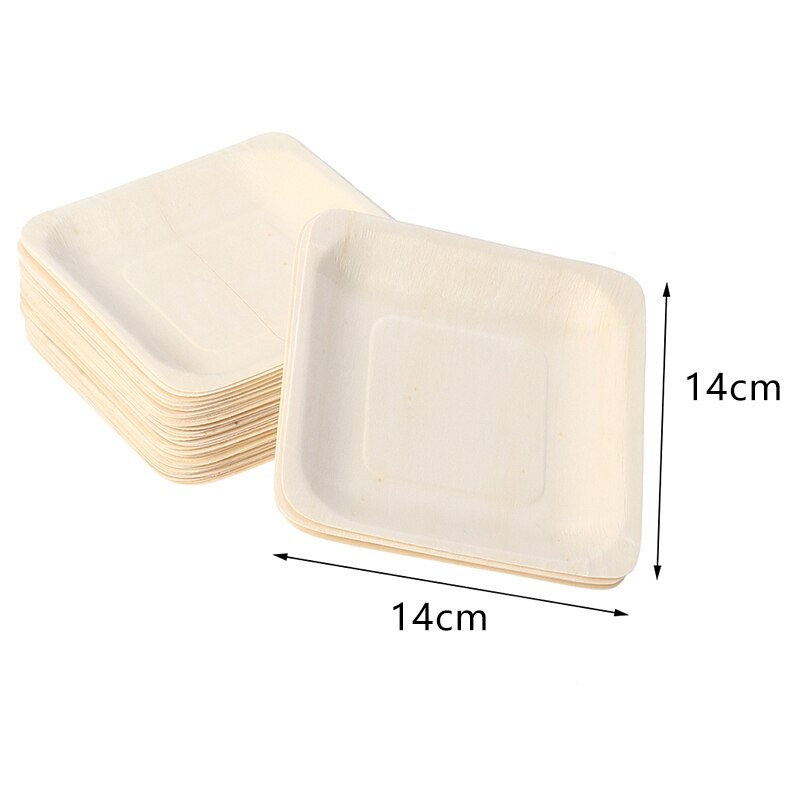 BEST100Pcs Wegwerp Vierkante Houten Platen Draagbare Servies Voor Verjaardagsfeestje Bruiloft Restaurant Picknick Barbecue 140X140Mm