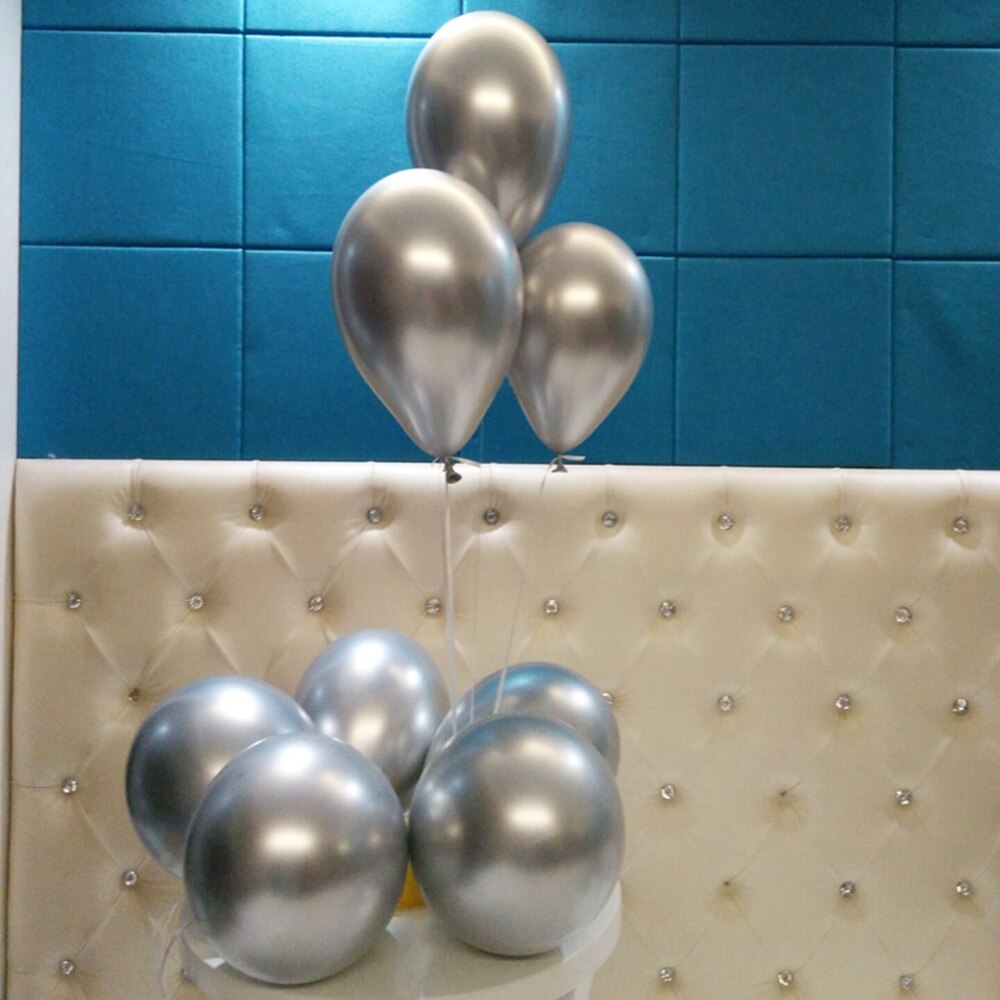 12 '' krom metalliske runde latex balloner guld sølv lyserøde helium balloner til bryllup hotel fødselsdagsfest dekoration 10 stk: Sølv 10 stk