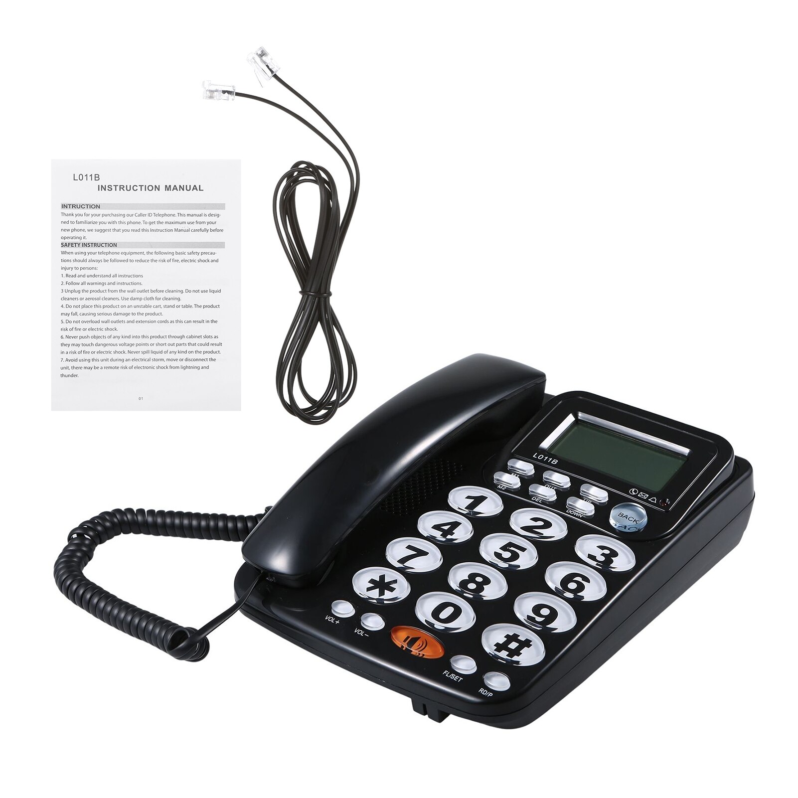 Desktop Wired Landline Telephone with Large Buttons Hands-free Calls Adjustable Screen Brightness (US Telephone Line) Telephone