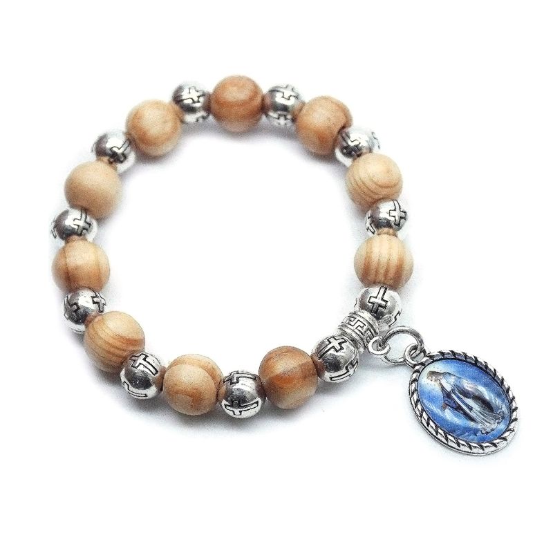 Trä jesus kors pärlor armband armband kristen meditation bön yoga unisex armband smycken: Jesus
