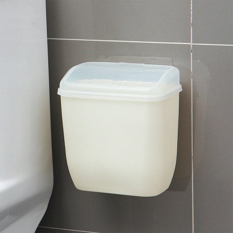 Storage Box Waste Can Wall Mount Bins With Cover Wall Magic Sticker Bathroom Kitchen Toilet Waste Bins Plastic Box