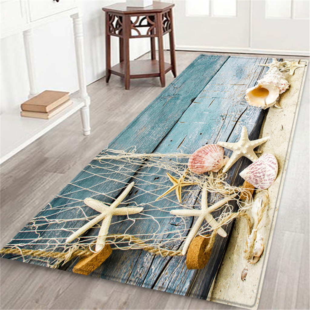 Bath Mat 60X180 CM Seascape Print Carpet Hallway Doormat Anti-Slip Carpet Absorb Water Kitchen Mat tapis salle de bain Bath Mats: H