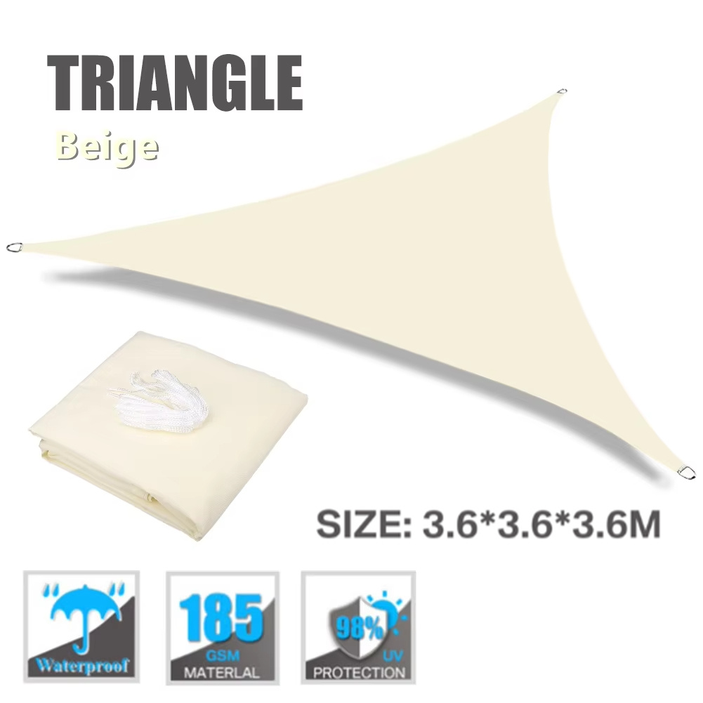 Solseil 6m/5m/4m/3m/2m trekantet rektangel uv-blokk solskjerm stoffbaldakin til hageterrasse terrasse bakgård plen hage utendørs: Multi