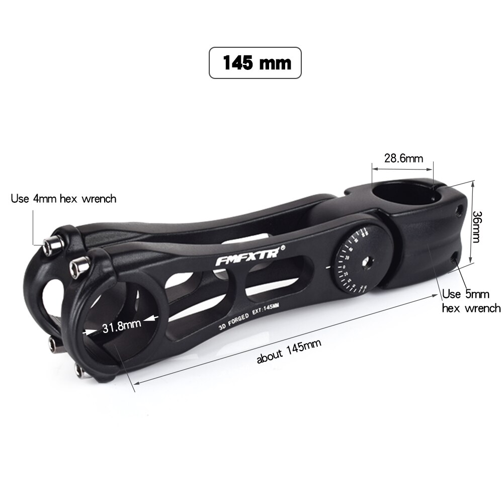 FMFXTR Fahrrad Vorbau Mountainbike Lenker Höer Erzähler Winkel Steigleitung Fahrrad Zubehör 31.8*90/110/145mm verstellbaren Vorbau: 31.8x145mm