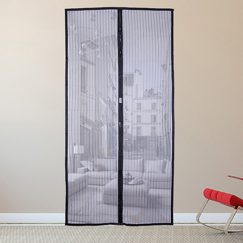 Magnetic Door Curtain Closer Screen Mosquito-proof Fly Insects 5 Sizes Summer Mosquito-proof Stripe Door Curtain Black