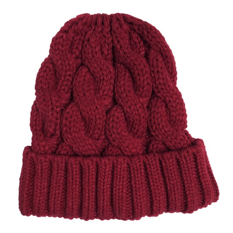 Hat autumn and winter woman knit warm innocent bonnet ponytail warm hat roll adjustable wool thick solid color: R
