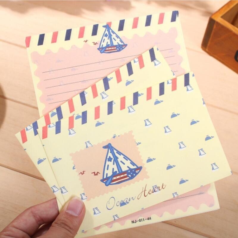 Navy Style 2pc Envelope 4pc Writing Letter Paper Pad Set Korea Mail Retro Office School Stationery Students Lovers Mail