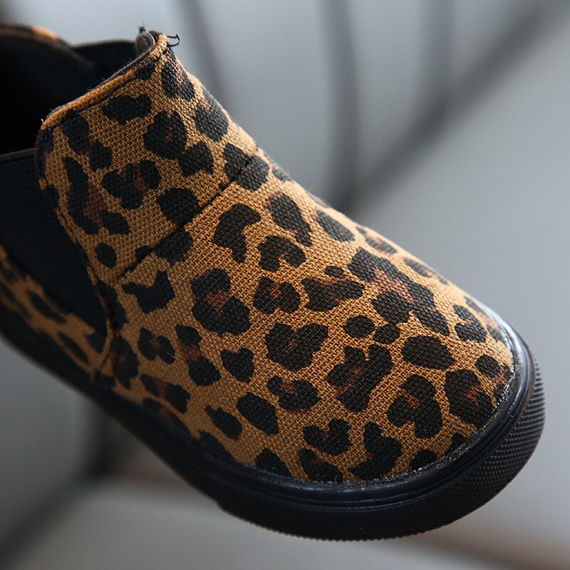 Winter kinderlaarzen jongens enkellaarsjes luipaard canvas leer kinder casual schoenen peuter baby meisjes sneeuwlaarzen pluche