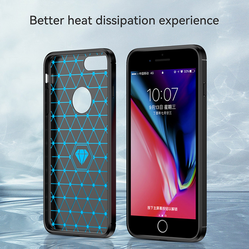 For iPhone 8 Plus Case For Apple iPhone 7 8 Plus Cover 5.5 Inch Carbon Fiber Shockproof Silicone Bumper For iPhone 8 7 Plus