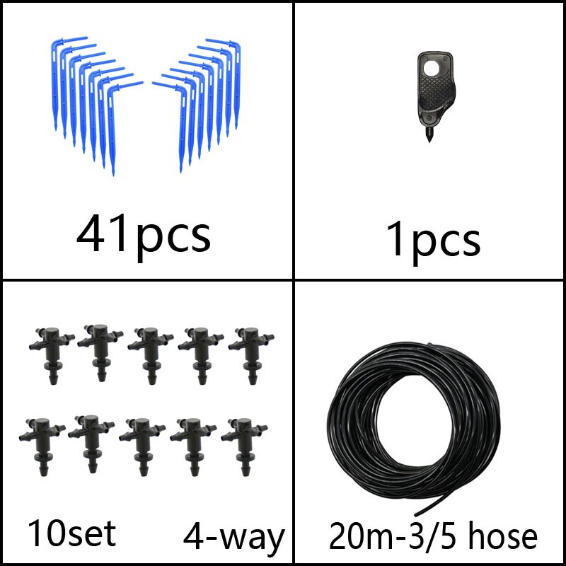 Drivhus drypp vanning 4- vei 3/5mm drypp pil 2- vei sender vanning vanning system for potte hage plen 10 sett /20 sett: 4 veis