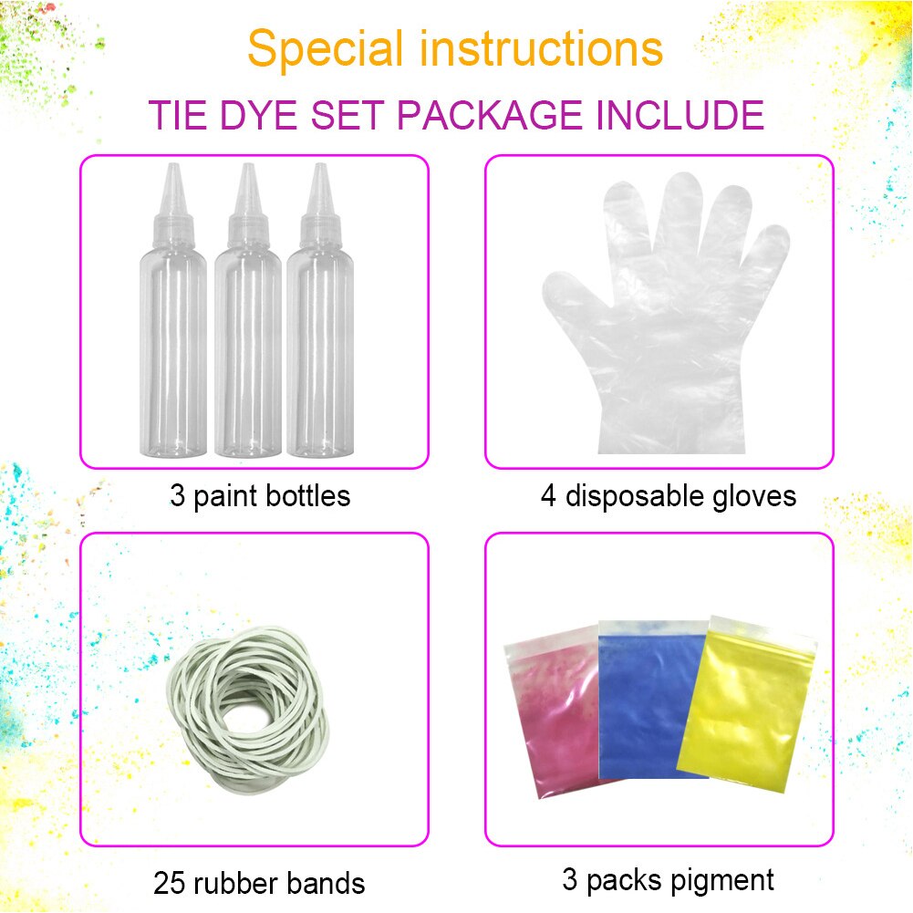 Tablecloth Handmade Pigment Fabric Textile Art Supplies Non Toxic Craft Bottle Rubber Bands Tie Dye Kit For Clothing