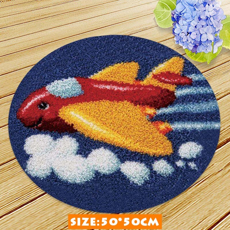 Latch Hook Kits Diy Smyrna Knooppakket Do It Yourself Needlework Mat Animal Cartoon Cute Cuscini Divano Forme Latch Hook Cushion: ZD058-50x50cm