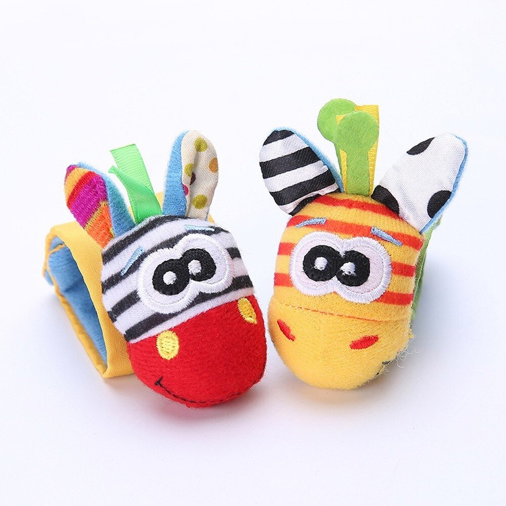 2pcs Infant Baby Kids Socks Rattle Toys Wrist Rattle and Foot Socks 0~24 Months: 04 Wrist band 2pcs