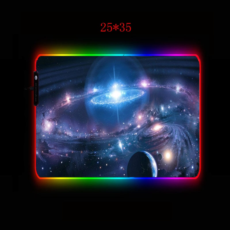 XGZ Space Planet Gaming Computer Mousepad RGB Large Mouse Pad Gamer Mouse Carpet Big Led Mause Pad PC Desk Play Mat with Backlit: 25X35CM / Thickness 3MM