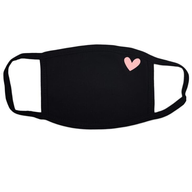 Washable Heart-shaped Printed Face Covers Dustproof Reuseable Mouth Cover Unisex Face Mouth Covers For Adult: Pink heart
