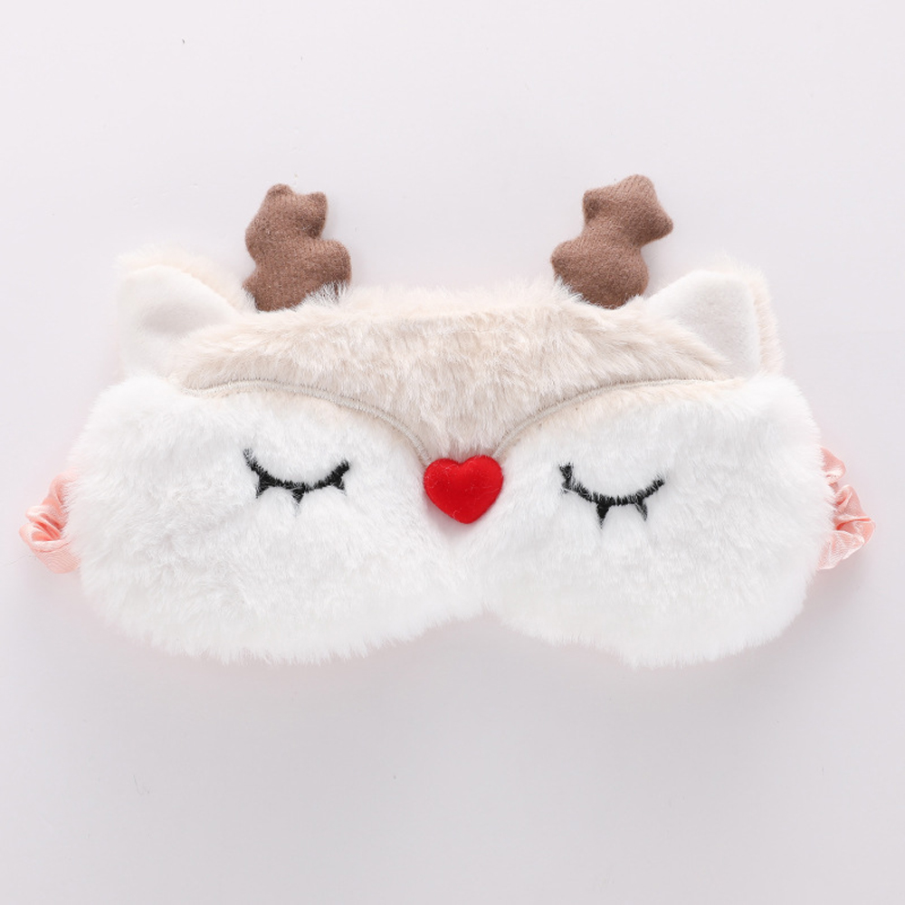 Bonita mascarilla para dormir, vendaje para ojos, cubierta con venda para los ojos de felpa, sueño para dormir para niñas y mujeres, parche ocular de noche para animales, siesta, relajación, cuidado de la salud