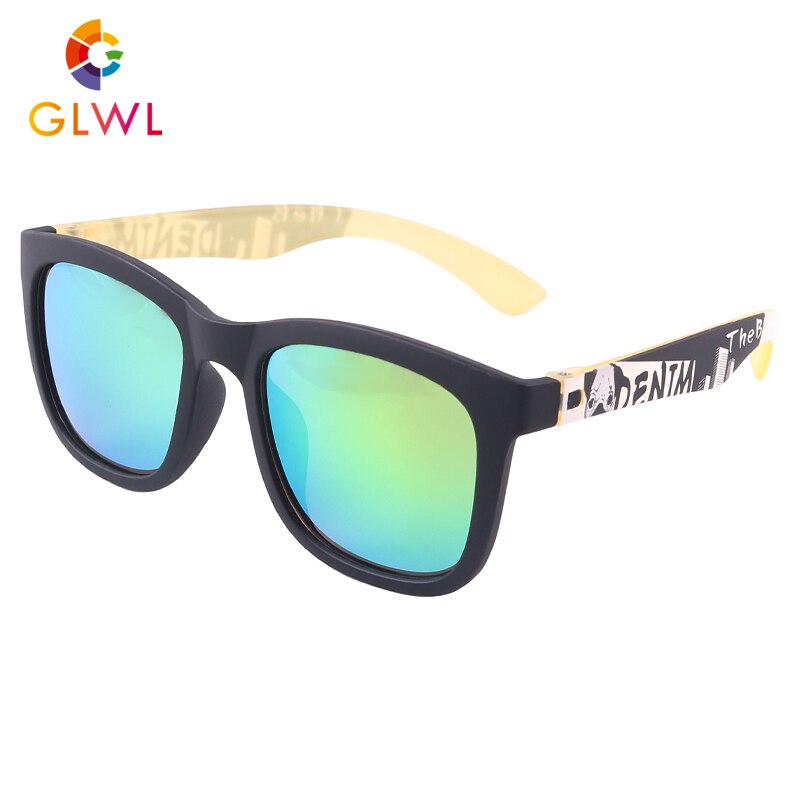 Kids Zonnebril Jongens Stijlvolle Coating Zonnebril Sport Kinderen Lenzenvloeistof Baby Retro Peuters Sunglass Big Schaduw Vierkante Lenzen: GLWL1909-14B