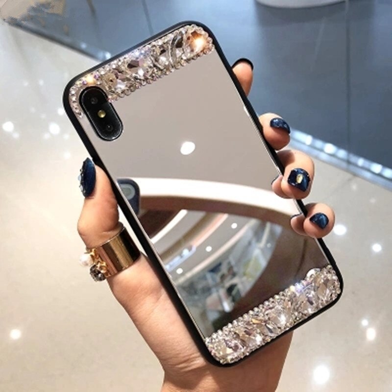 XSMYiss Bling Diamant Strass Telefon Fall Für iPhone 11 Pro MAX 6 6S 7 8 Plus X 10 Xs max XR Spiegel Weiche TPU Telefon Zurück Abdeckung