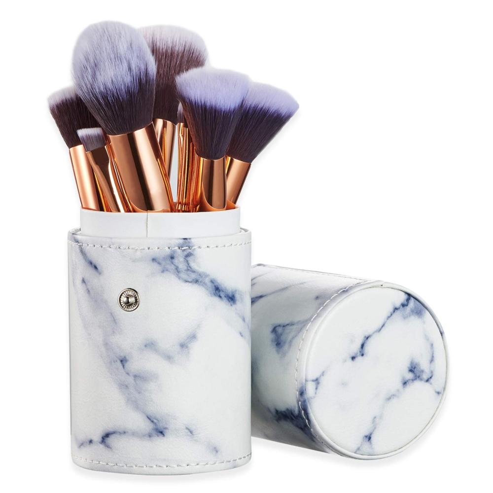 Marble Makeup Brush Set with Brush Holder Pot | Premium Synthetic Foundation Powder Makeup Brush Sets(10 Pcs): Default Title