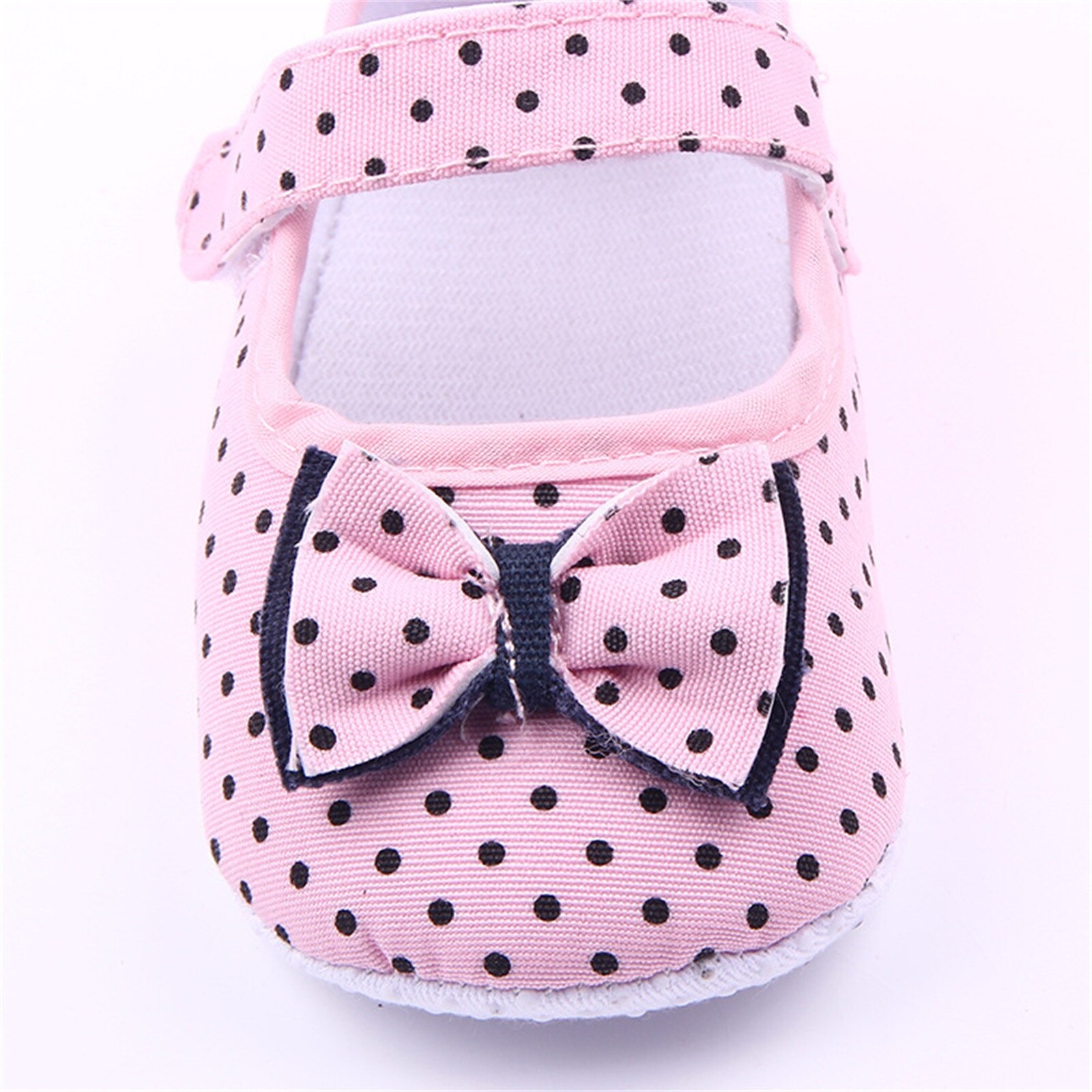 Spring Autumn Toddler Baby Girl Princess Shoes Non Slip Rubber Soled Baby Shoes Bowknot Polka Dot Walking Shoes For 0-1 Year