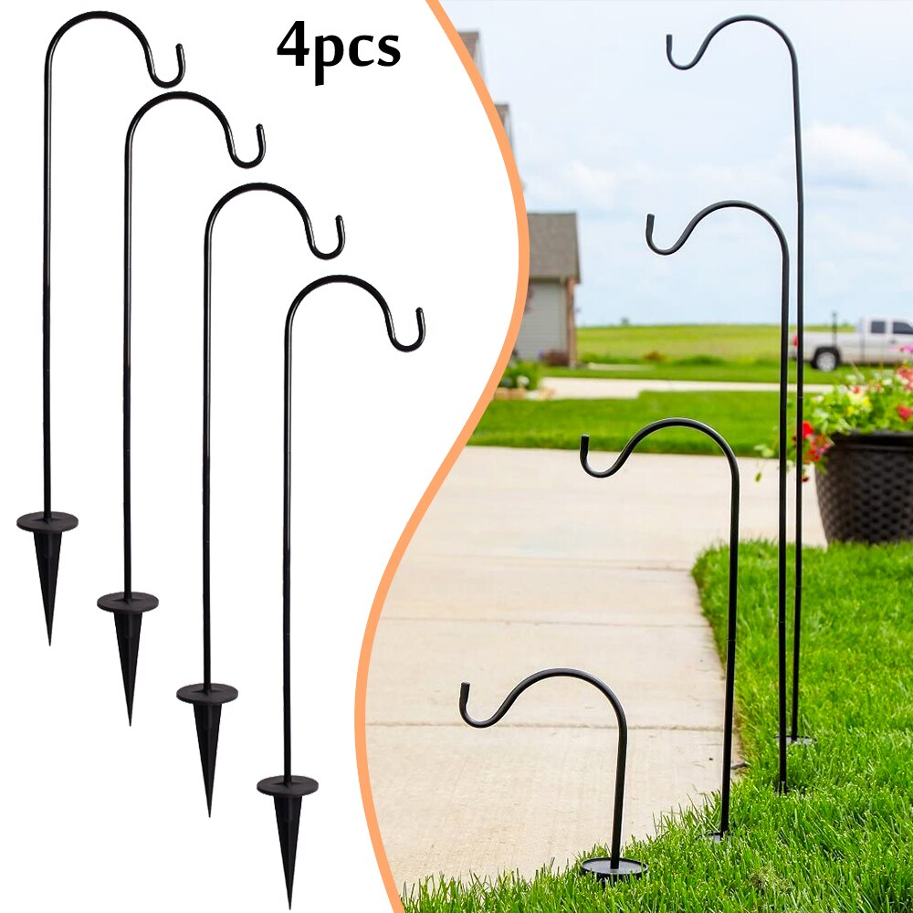 Light Stand Shepherd-Hooks Garden Ground Plant Stand Lantern Stake Outdoor Plant Frame Night Light Stand Flower Pot Hanger: 4PCS