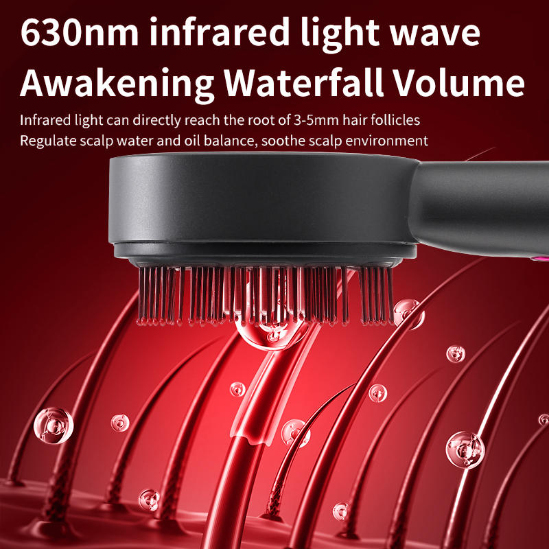 Peine eléctrico para masaje del cuero cabelludo, masajeador de cabeza con luz infrarroja para el crecimiento del cabello, aplicador de aceite para el cuero cabelludo, cuidado del cabello antipérdida de cabello