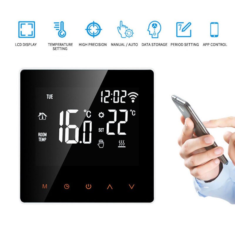 Wireless Thermostat Touch Screen Temperature Controller Smart Home Programmable Electric Underfloor Heating For Google Home Alea