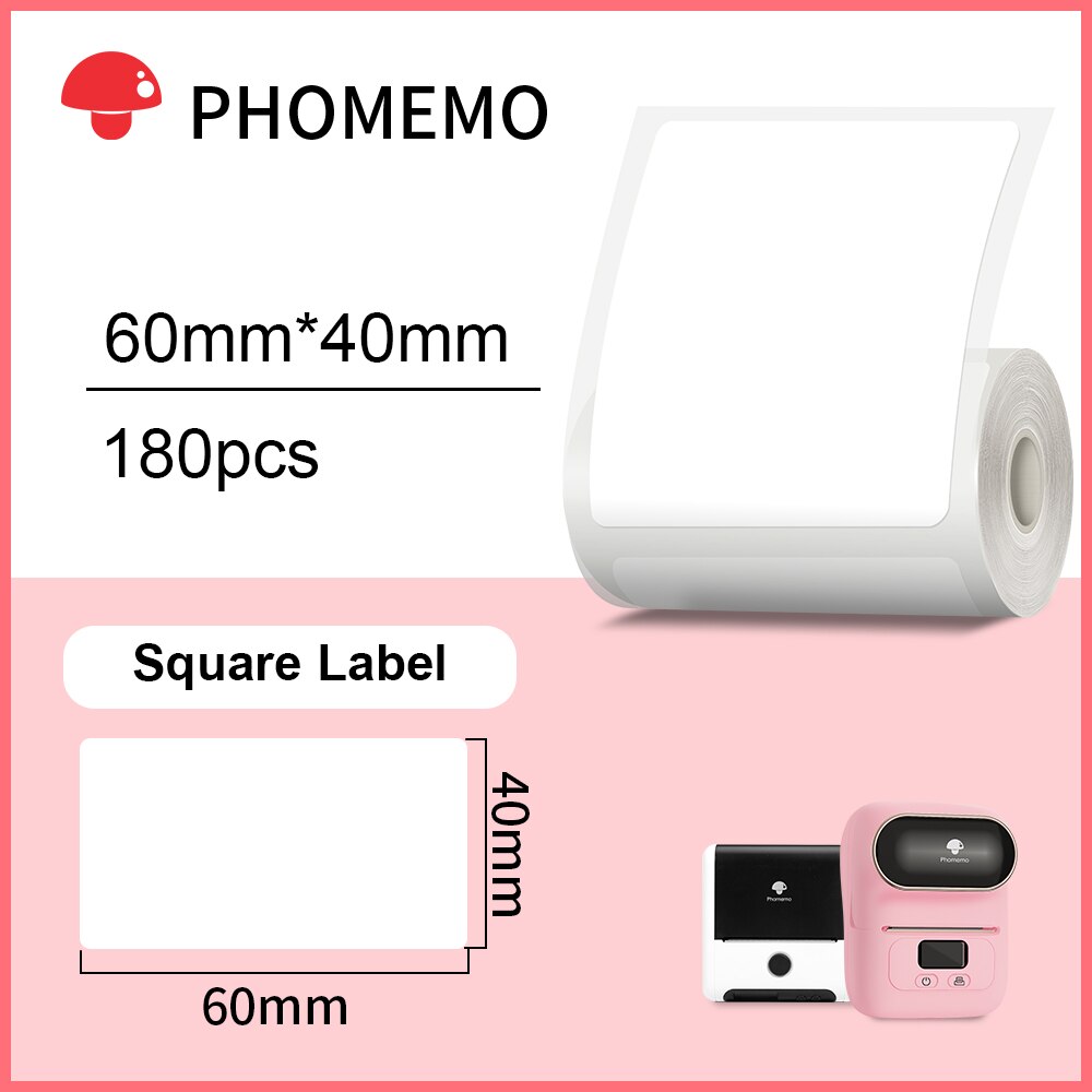 Phomemo – papier autocollant rectangulaire blanc, étiquette autocollante pour imprimante Phomemo M110/M200, Identification étanche: Rectangle 60x40mm