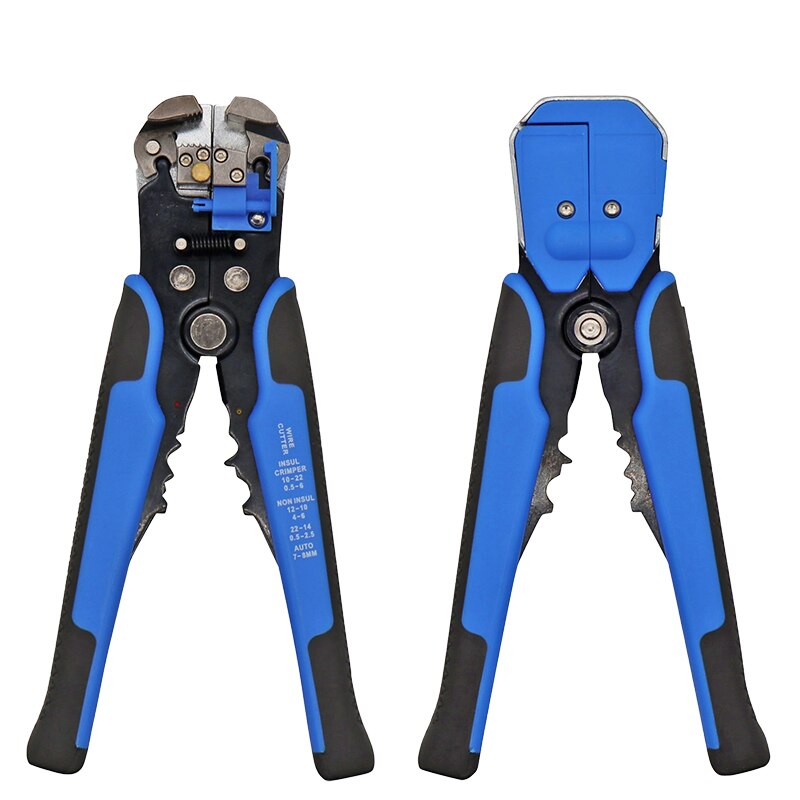 HS-D1 Wire Stripping Tool Self-adjusting 8" Automatic Wire Stripper Pliers Tool for Wire Stripping, Cutting, Crimping 10-24 AWG: D2-Blue