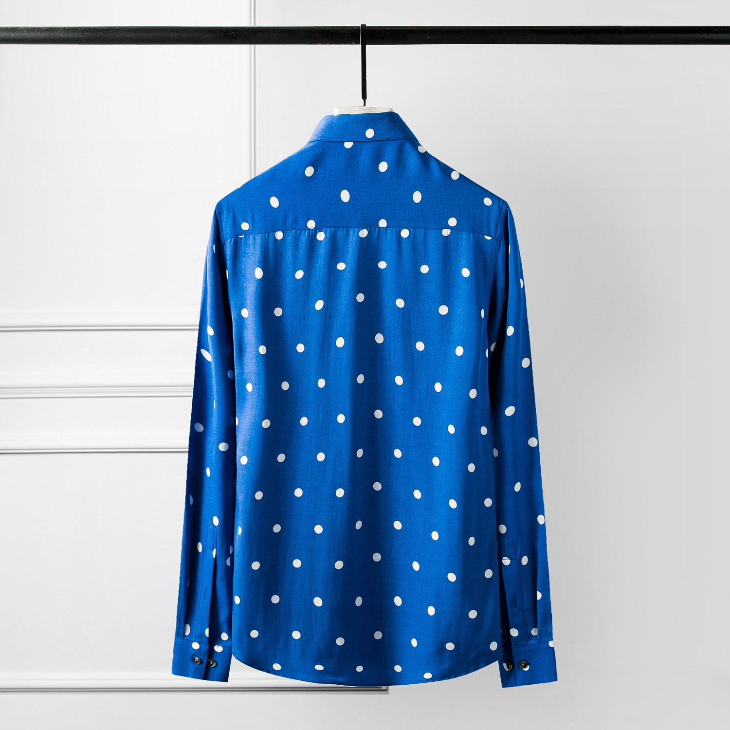 Lyocell-camisas de vestir de manga larga para hombre, camisas ajustadas con estampado de lunares para , talla grande 4xl