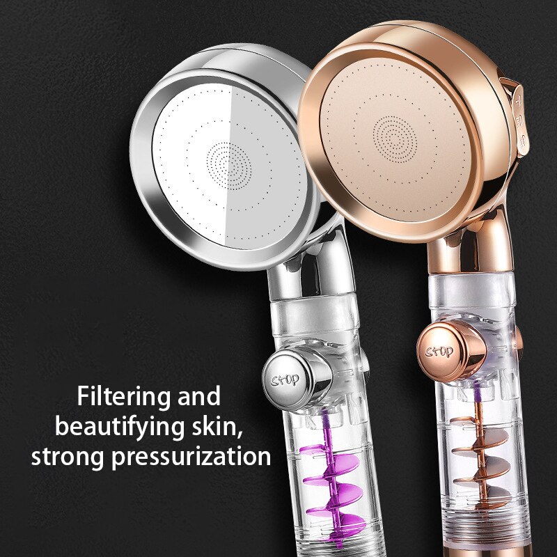 High Pressure 3-function Spa Shower Head Shower Head With Switch On/off Button Filter Bath Head Water Saving Hand-held Shower