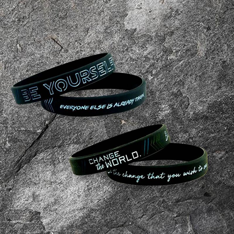1pc Dream Change the World Be Yourself and Create Inspirational Motivational Silicone Wristbands in Adult Unisex Punk Bracelet