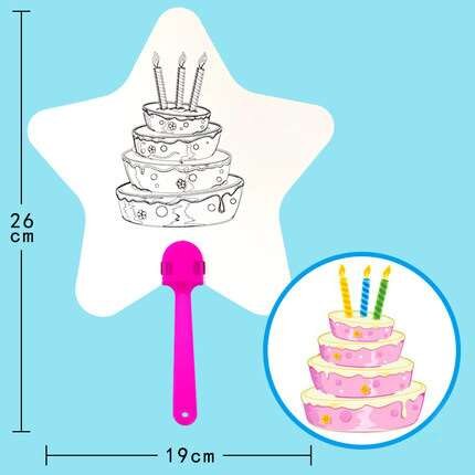 material graffiti paper Children cartoon small fan hand painting blank paper fan white card coloring doodle fan kindergarten: 26x9cm