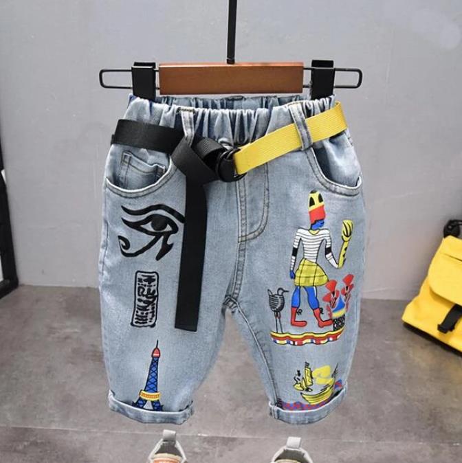 Kinderen Broek Zomer Jongens Denim Shorts Cartoon Shorts Voor Kinderen 2-6Years Peuter Broek Kleding: 6T--height 130cm