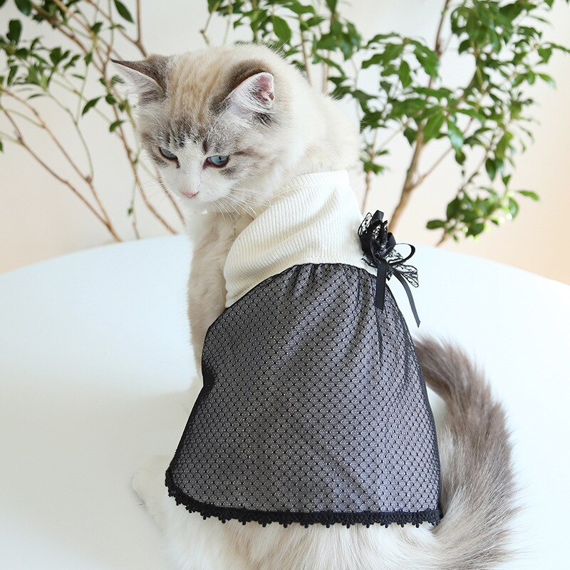 Falda de malla negra para muñeca, vestido de perro y mascota, productos de algodón para perros, gatos, conejos, Chihuahua, ropa de perro de peluche,